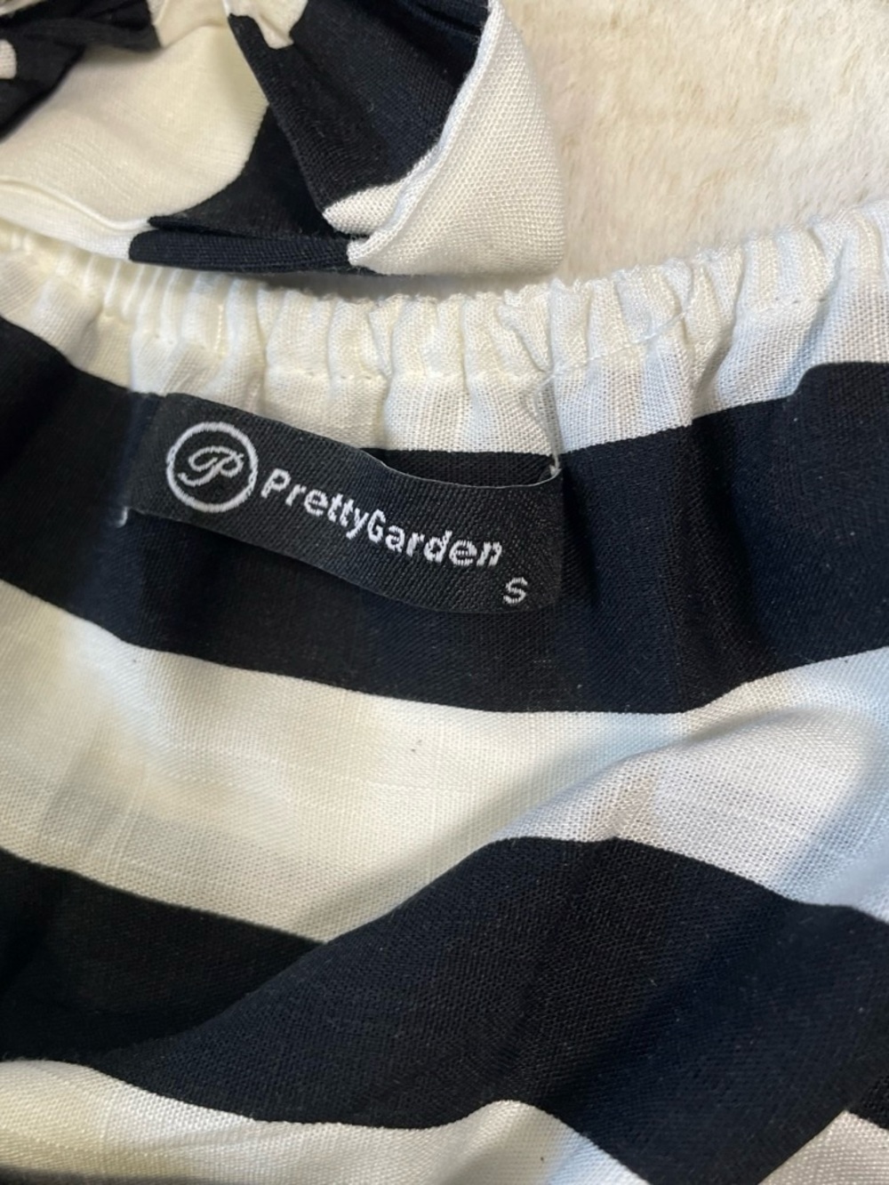 Striped Black & White Tie-Shoulder Maxi Dress - Picture 6 of 7